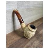 RB marked caved bowl pipe with acrylic stem