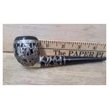 Mexico stamped silver overlay straight stem pipe