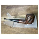 Carved bowl pipe with vulcanite stem