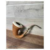 Calabash style pipe with ceramic bowl cap and