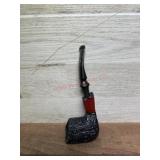 Italy marked carved bowl pipe with vulcanite stem