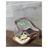Meerschaum Horse carved pipe with case