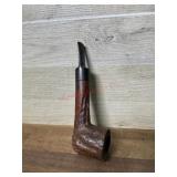 Carved bowl pipe with short vulcanite stem