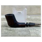 Carved volcano style pipe with vulcanite stem