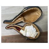 Meerschaum Mystical figure carved pipe with case