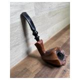 bjarne Denmark pipe with carving and black stem