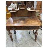 Oak finish entry table with locking drawers
