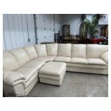 Light tan leather sectional sofa
