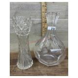 Decanter style vase and crystal bud vase