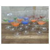 15- Stemmed goblets with colored bottoms