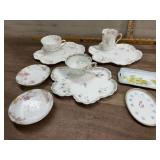 Flat with 3 Haviland teacups and sandwich plates