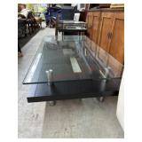 Chrome leg and black frame glass top coffee and