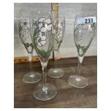 4- Floral stemware goblets