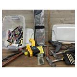 2- Small totes of Craftsman hand tools, drill,