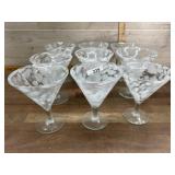 9- White art glass style martini glasses