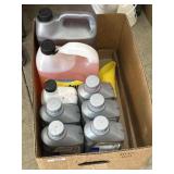 Box of car oil and fluids