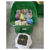 Tote of napkins and lampshade