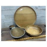 Oregon Myrtlewood bowl and plate and wood chip