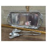 Arthur Court aluminum tray and set of Mariposa
