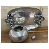 Aluminum serving platters/  hammered bowl and