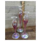 3- Pink opalescent candle sticks
