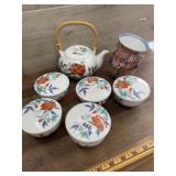 Rice bowls with lids and pitcher