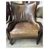 Brown leather nail head trim office chair