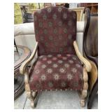 Deep burgundy star pattern arm chair