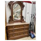 Antique marble top chest with mirror and glove