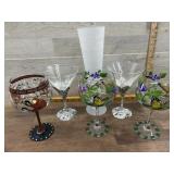 Flat with vase and art glass stemware