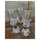 5 Piece glass candle sticks