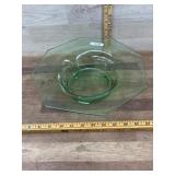 Large green depression glass serve bowl