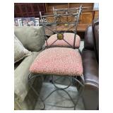 2- Metal frame bar stools with maroon seats