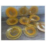10 Orange art glass plates