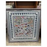 32x34 Frame with needle work animal lap blanket