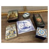Flat of decorator ring boxes and trivet