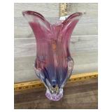 Purple and pink art glass vase