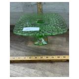 10 green depression cake stand