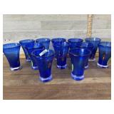 12- Blue art glass bar glasses