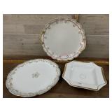 2 Haviland Meat plates and 1 H&C gold trim plate