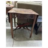 Drop leaf  carved fronted lamp table