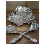 Arthur Court aluminum leaf shape bowl and set of