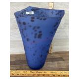 12 inch tall blue art glass vase