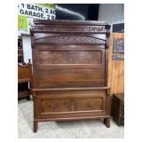 High boy  antique bed with maple leaf pattern
