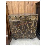 Gold color trimmed wood box table