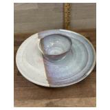 Pottery chip and dip server