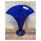 Blue fluted flower vase
