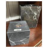 Marble waste can and tissue box