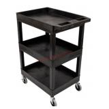 Black Three-Shelf Utility Cart on Wheels