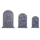 3 Pre-Lit Halloween Tombstones
